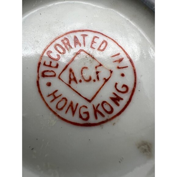 Vintage Porcelain Bowl Encased In Pewter With Floral Design ACF Hong Kong 4" - Picture 5 of 5